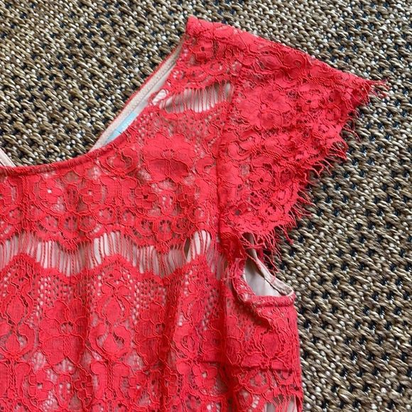 Maeve ( Anthropology ) Coral Lace top NWOT size Small ❤️🔥 - Picture 5 of 8